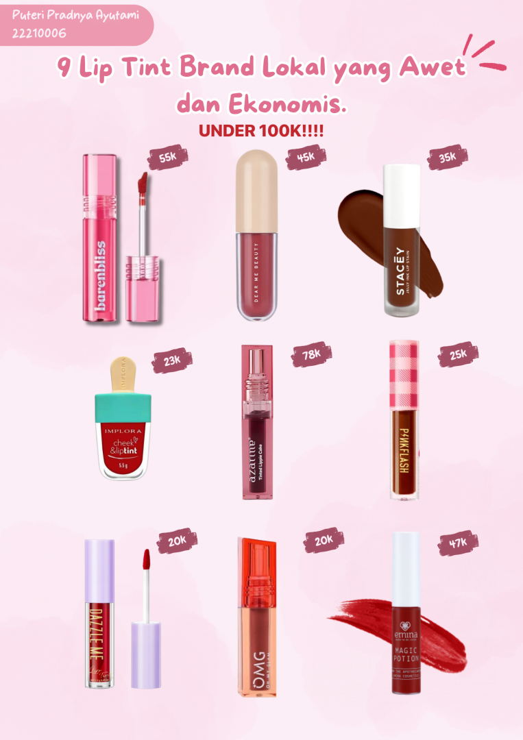 9 Lip Tint Brand Lokal yang Awet dan Ekonomis.