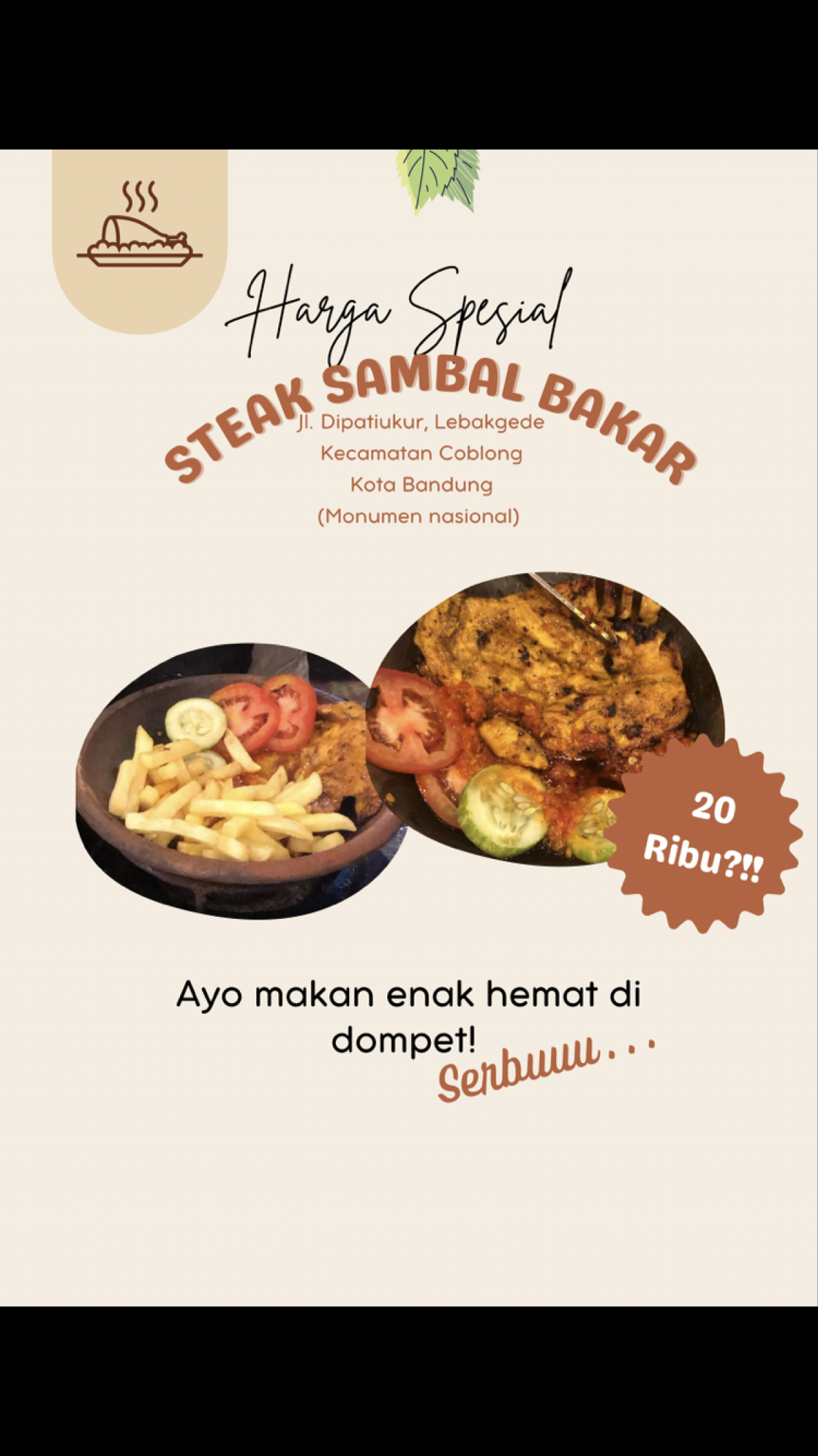 Steak sambal bakar di Bandung cuma 20rb?!